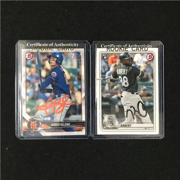 JARRED KELENIC AND LUIS ROBERT SIGNED BOWMAN BASEBALL CARDS