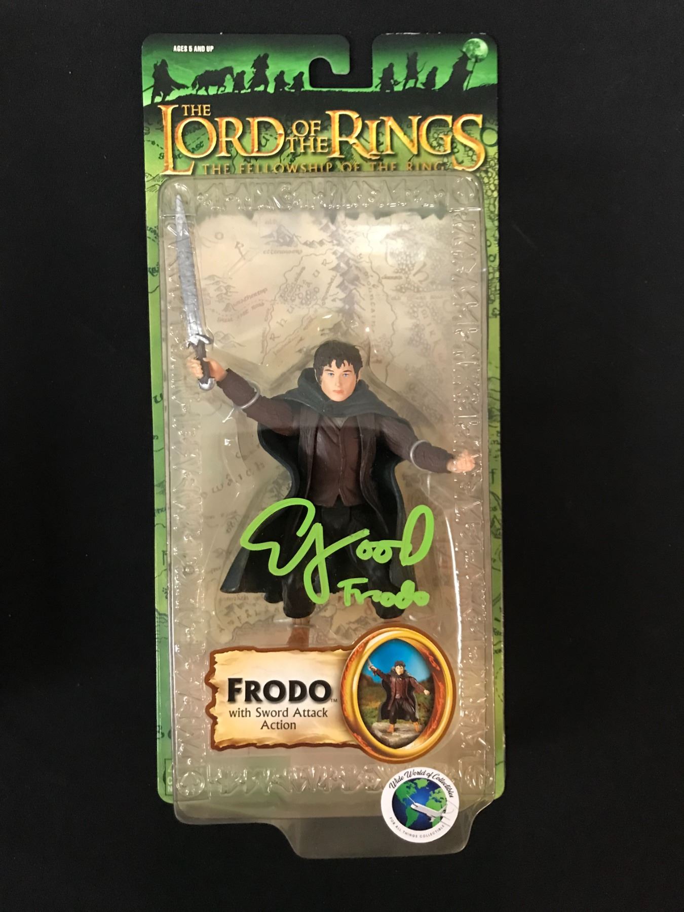 Frodo Signature ELIJAH WOOD SIGNED 'FRODO LOTR' FIGURE WWOC COA