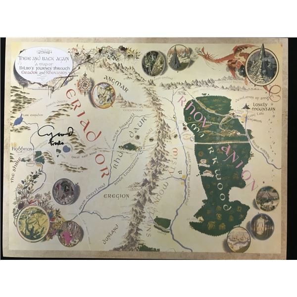 ELIJAH WOOD SIGNED LOTR MAP OF ERIADOR (WWOC COA)