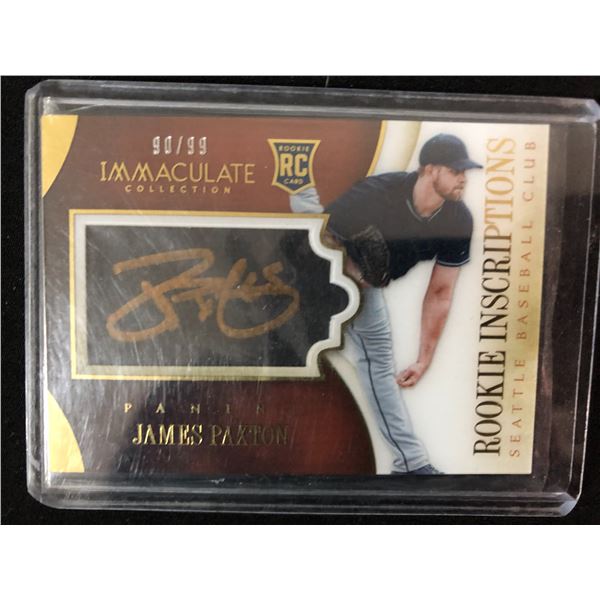 2014 JAMES PAXTON SIGNED PANINI IMMACULATE ROOKIE CARD 90/99