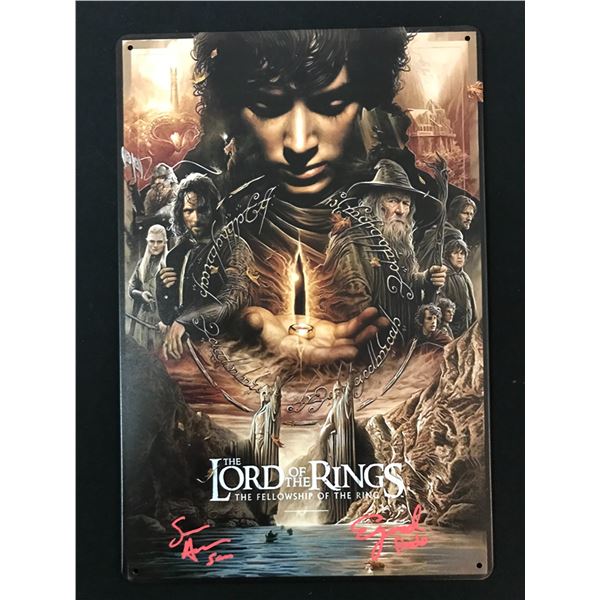 SEAN ASTIN AND ELIJAH WOOD DUAL SIGNED 'LOTR' TIN SIGN WWOC COA