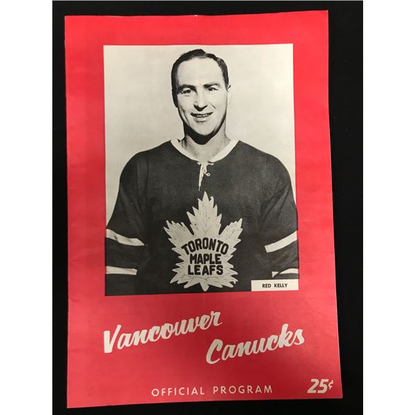 VINTAGE VANCOUVER CANUCKS PROGRAM FEATURING RED KELLY