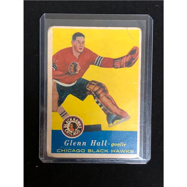 1956-57 GLENN HALL T.C.G. CHICAGO BLACKHAWKS ROOKIE CARD NO. 20