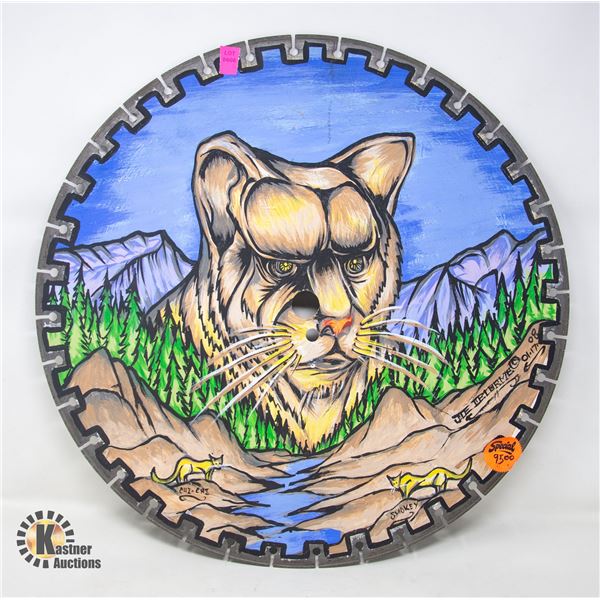 HAND PAINTED SAW BLADE WITH LYNX