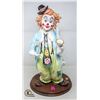 Image 1 : CEVIK PORCELAIN CLOWN STATUE ON WOODEN BASE