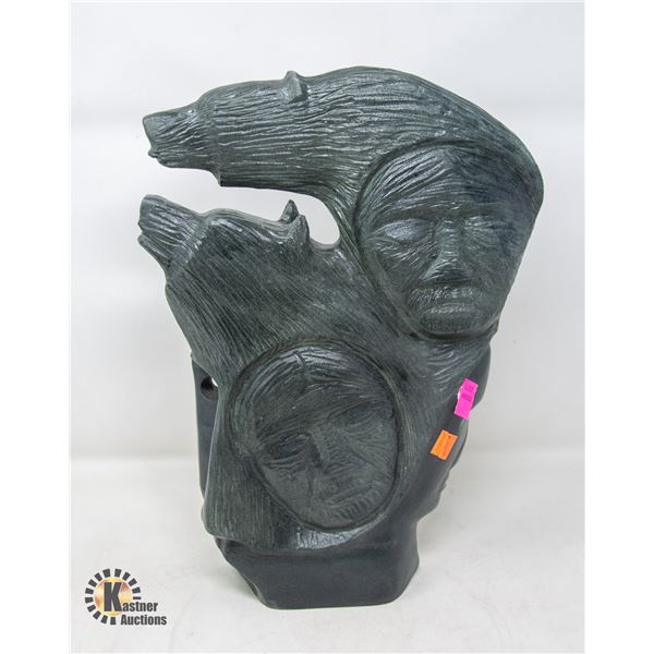 INDIGENOUS ELDERS AND BEARS STONE CARVING/