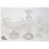 Image 1 : THREE PIECE ETCHED CRYSTAL SET AS IS; RAISED