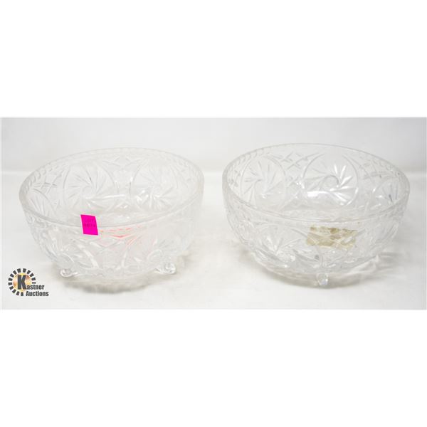 LOT OF TWO CRYSTAL ETCHED FOOTED BOWLS