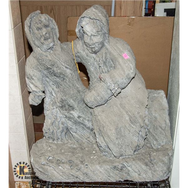 LARGE LAVA STONE SCULPTED INDIGENOUS STATUE