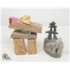 Image 1 : TWO PIECE INDIGENOUS STONE CARVING; INUKSHUK