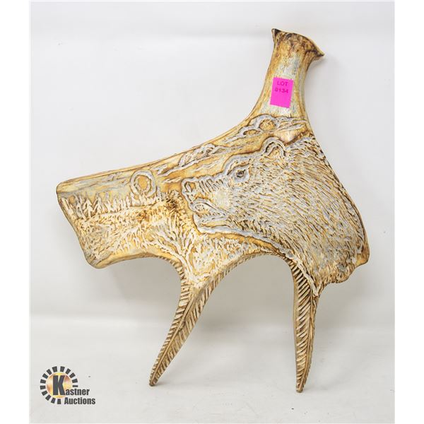 ANTLER CARVING; BEAR
