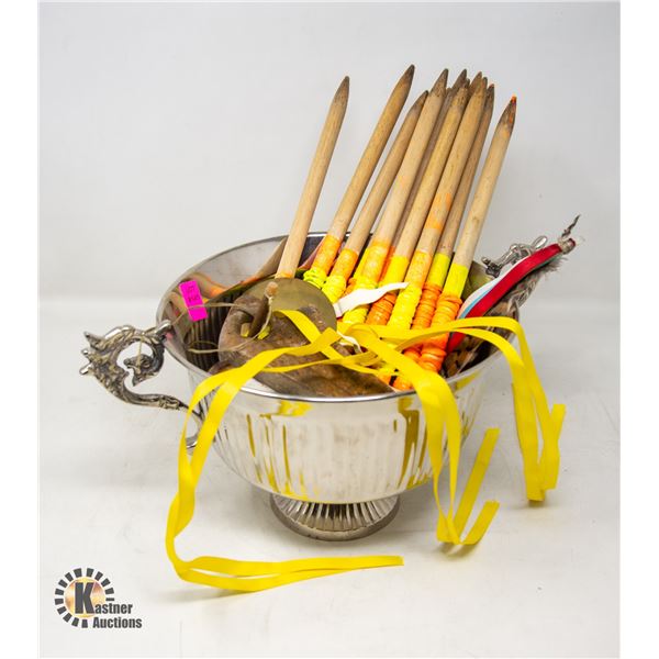 DISH FULL OF INDIGENOUS INSIGNIAS