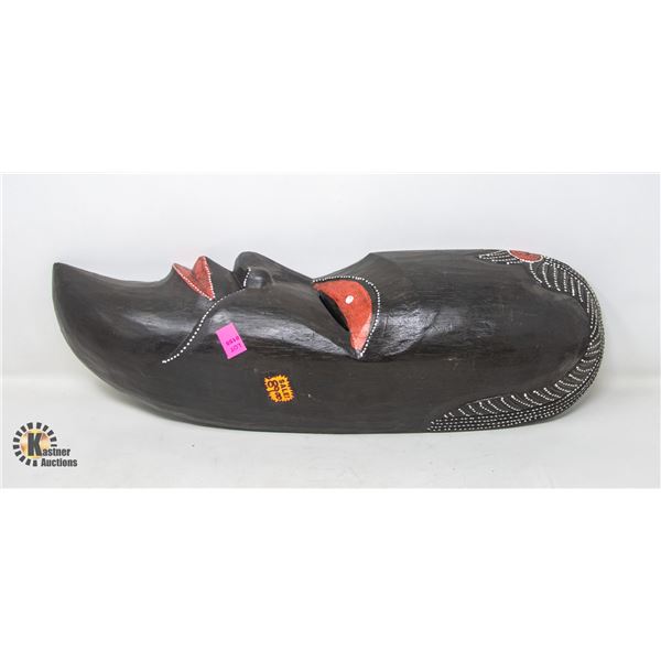 WOOD CARVED WALL HANGING; AFRICAN FACE MASK