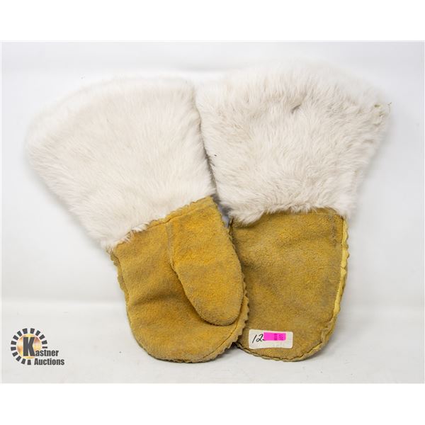 FUR AND HIDE MITTENS AS IS