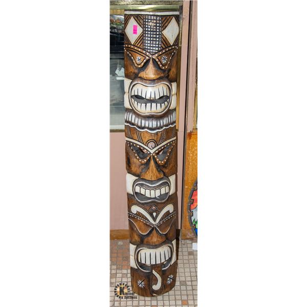 WOOD CARVED WALL HANGING; TIKI
