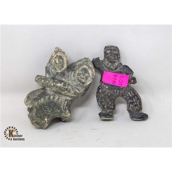 TWO PIECE STONE CARVING; FAMILY