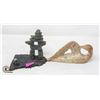 Image 1 : TWO PIECE STONE CARVING; INUKSHUK AND ABSTRACT