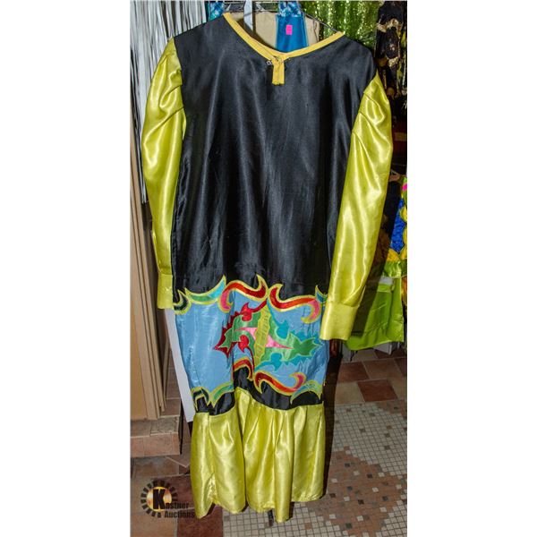 WOMENS REGALIA DRESS; BLACK AND YELLOW