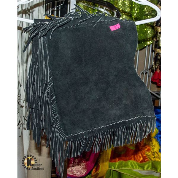 BLACK HIDE FRINGED CUFFS
