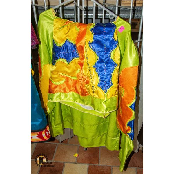 TWO PIECE INDIGENOUS REGALIS OUTFIT; GREEN