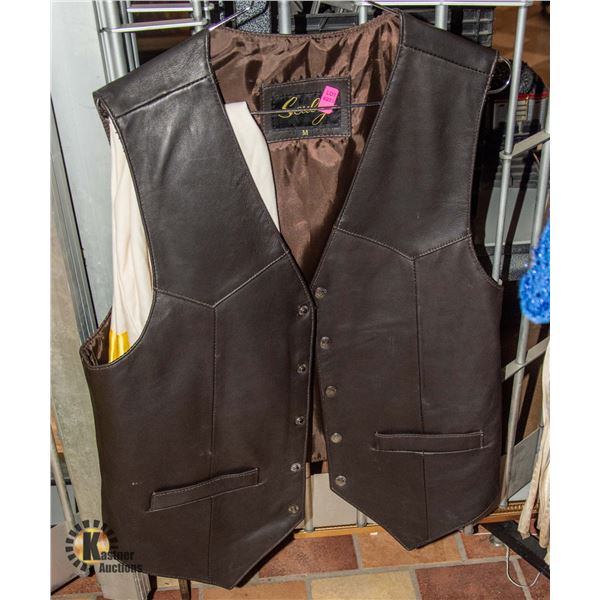 SCULLY MENS LEATHER SNAP UP VEST