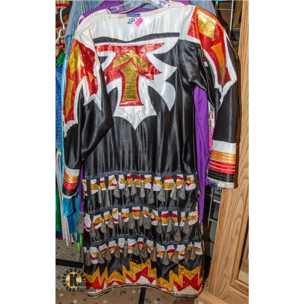 INDIGENOUS REGALIA JINGLE DRESS; BLACK AND ORANGE