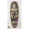 Image 1 : WOOD CARVED WALL HANGING MASK; BLACK AND CREAM