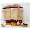 Image 1 : PAIR OF HANDMADE TAN HIDE AND FUR MUKLUKS;