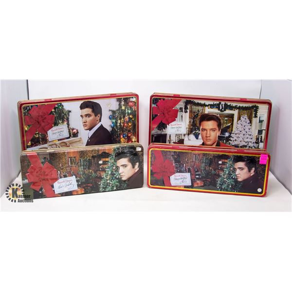 LOT OF FOUR ELVIS CHRISTMAS TINS