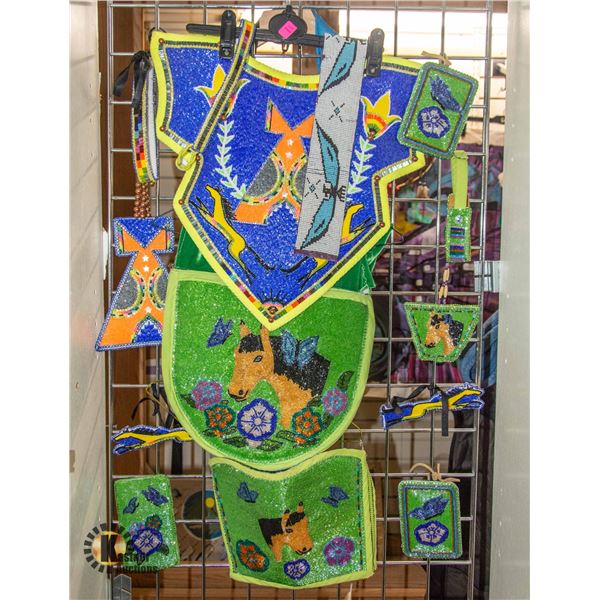 LARGE LOT OF INDIGENOUS REGALIA BEADED PATCHES &