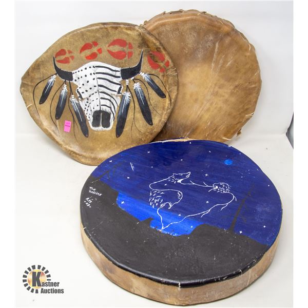 LOT OF THREE HIDE DRUMS AS IS