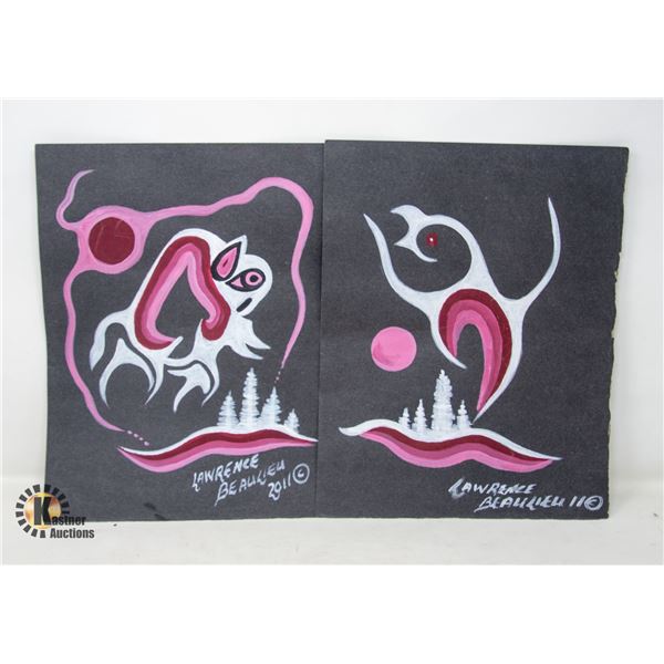 LOT OF TWO NOVICE INDIGENOUS PAINTINGS BY