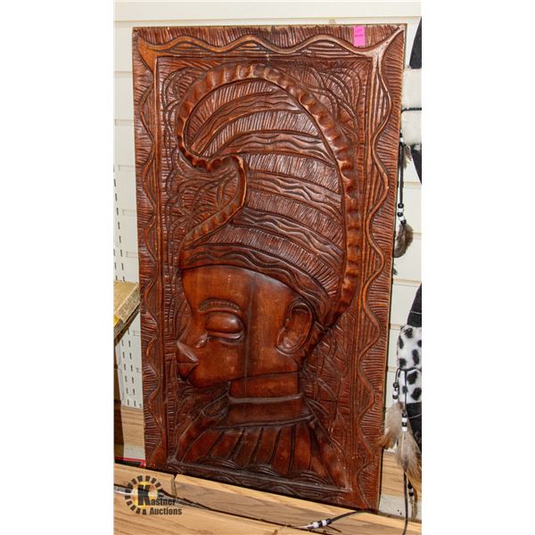 WOOD CARVED WARRIOR WALL HANGING