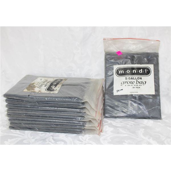 LOT OF 9 - 5 GALLON GROW BAGS