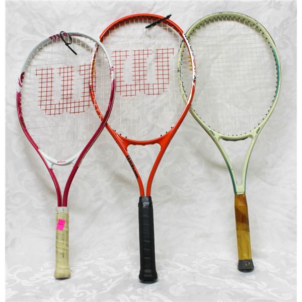 LOT OF 3 RACKETS; WILSON (2) & PRINCE