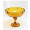 Image 1 : LARGE AMBER GLASS PEDESTAL CANDY DISH