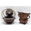 Image 1 : ASIAN HOME DECOR LOT; DRAGON VASE & WOODEN BASKET
