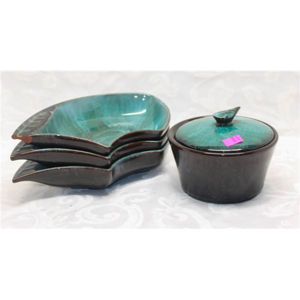 4PC BLUE MOUNTAIN POTTERY SERVING SET *AS IS-