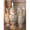 Image 1 : 3PC HANDPAINTED CERAMIC GLAZED VASE SET- MADE IN