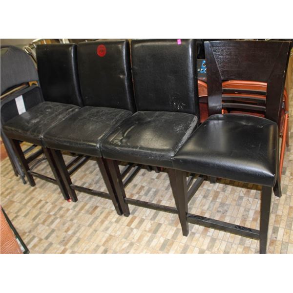 LOT OF 4 ASSORTED UPHOLSTERED/ WOODEN  BAR STOOLS