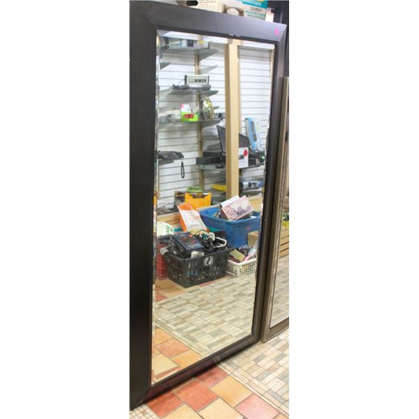 LARGE BLACK FRAMED HALLWAY MIRROR *WEAR & TEAR*