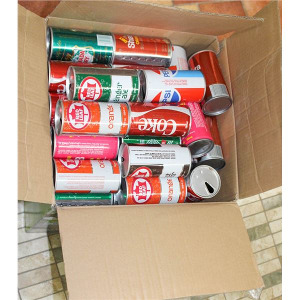 BOX OF COLLECTIBLE 1960'S POP CANS
