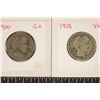 Image 1 : 1900 & 1915 VERY GOOD SILVER BARBER QUARTERS