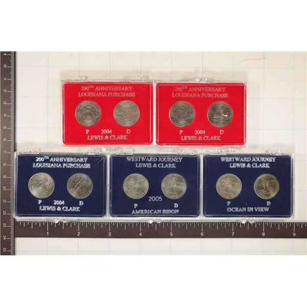 5-P & D JEFFERSON NICKEL SETS IN HARD PLASTIC CASE