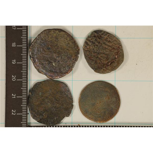 4 BYZANTINE EMPIRE COINS: M=40 NUMMI, BYZANTINE