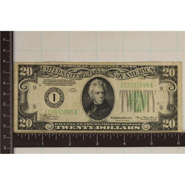 1934 US $20 FRN GREEN SEAL