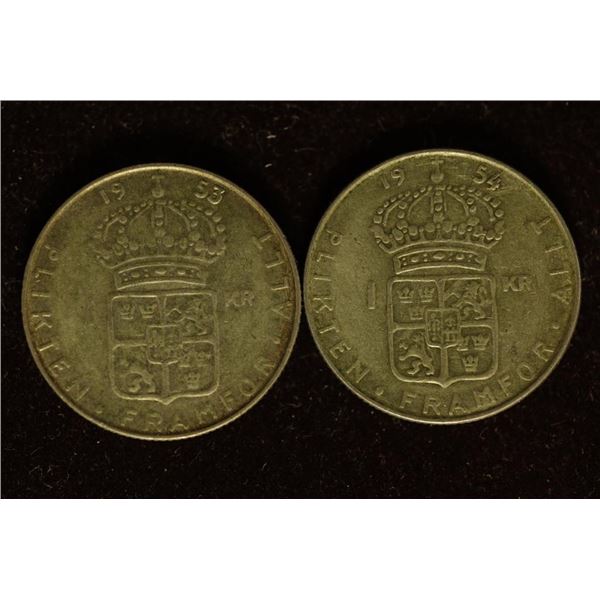 1953 & 1954 SWEDEN SILVER KRONAS .1818 OZ. ASW