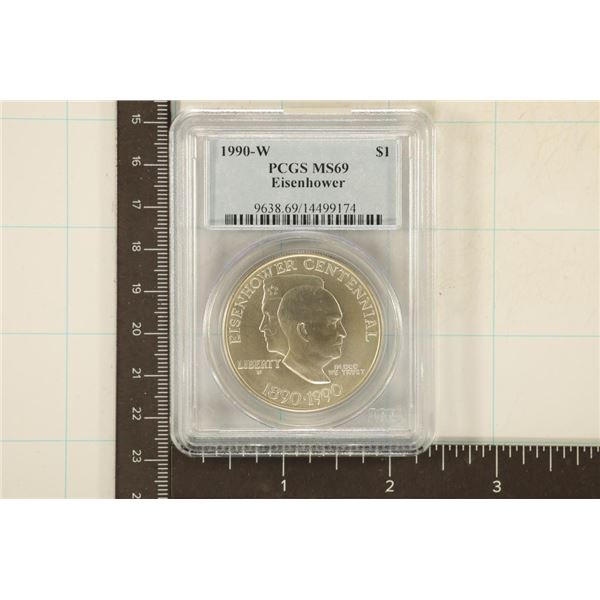 1990-W EISENHOWER SILVER DOLLAR PCGS MS69