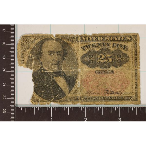 1874 25 CENT US FRACTIONAL CURRENCY LOWER LEFT