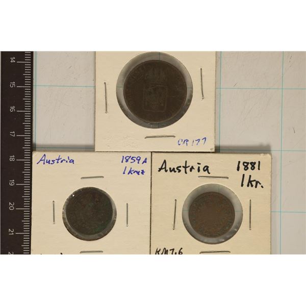 1816, 1859 & 1881 AUSTRIA 1 KRUZERS